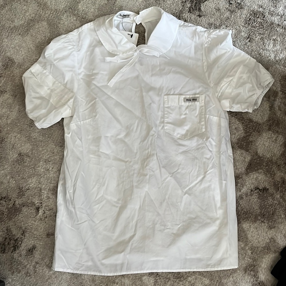 Mini Miu Short Sleeve Dress Shirt